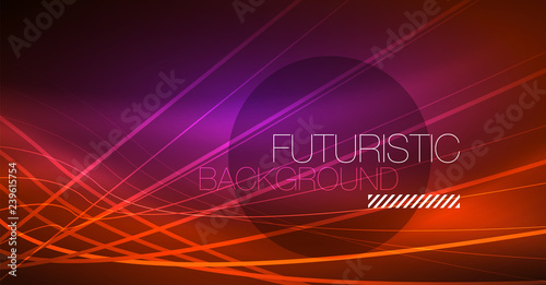 Neon glowing magic background, neon banner, night sky wallpaper. Magic light effect. Christmas abstract pattern.