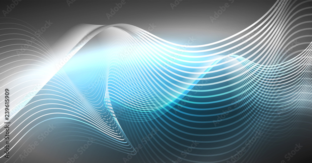 Neon lines wave background. Abstract composition Neon lines wave background. Abstract composition
