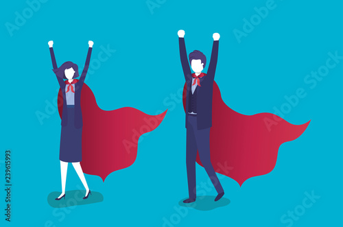 business couple with hero coat