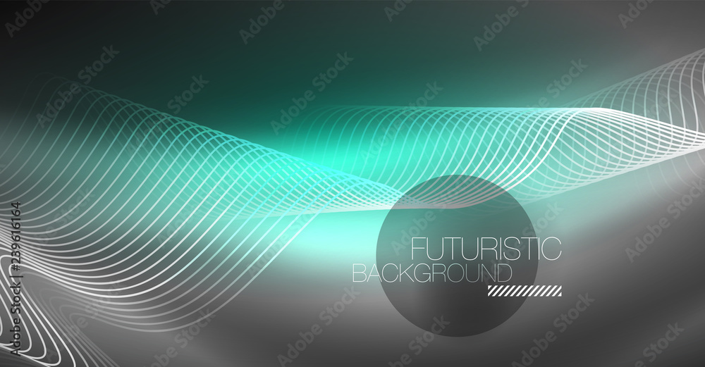 Neon lines wave background. Abstract composition Neon lines wave background. Abstract composition