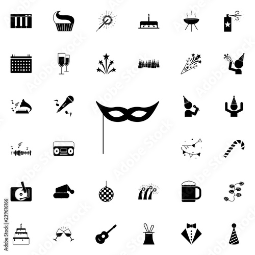masquerade mask on stick icon. Party icons universal set for web and mobile