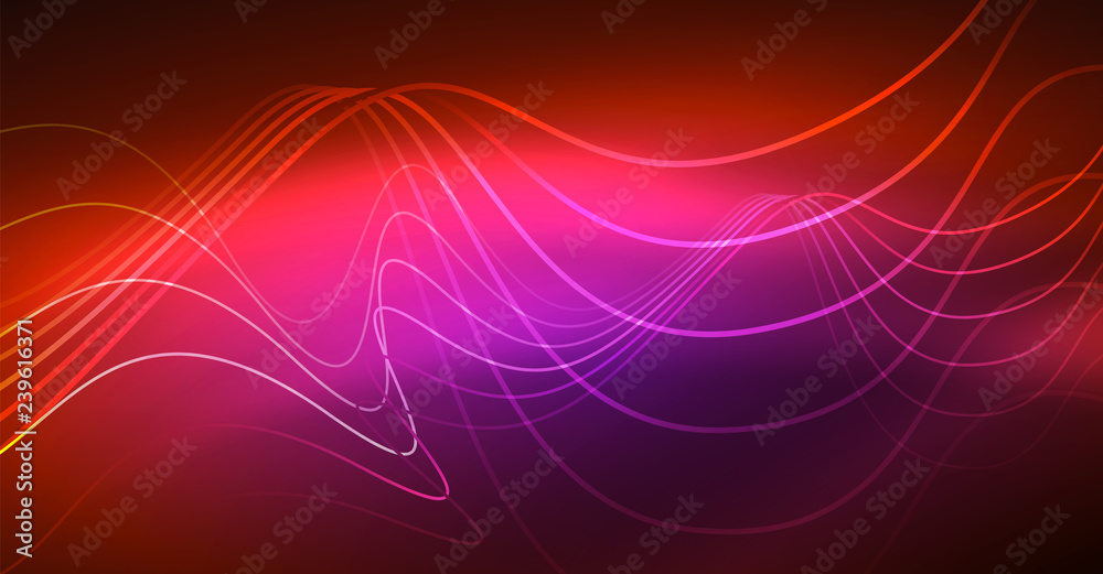 Neon lines wave background. Abstract composition Neon lines wave background. Abstract composition