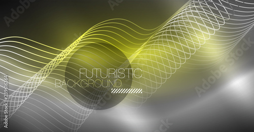 Neon lines wave background. Abstract composition