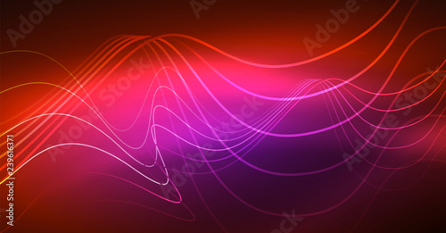 Neon lines wave background. Abstract composition