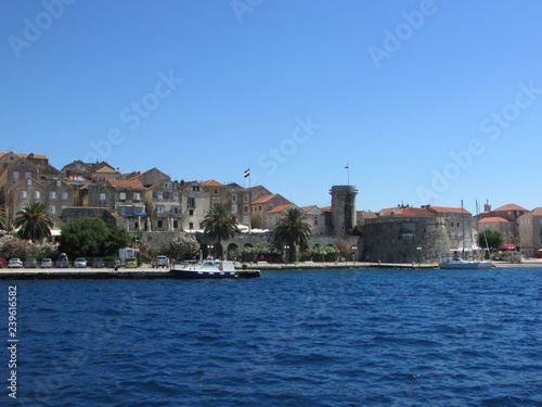 Wallpaper Mural View to Korcula old town wall and towers from adriatic sea Torontodigital.ca