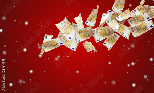 50 euro banknotes with snow...