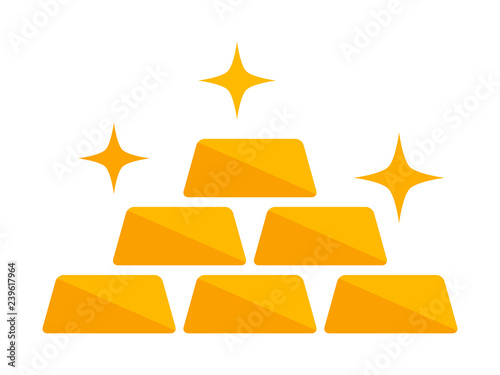 Stack of gold bars or treasure stash flat vector golden color icon for apps and games