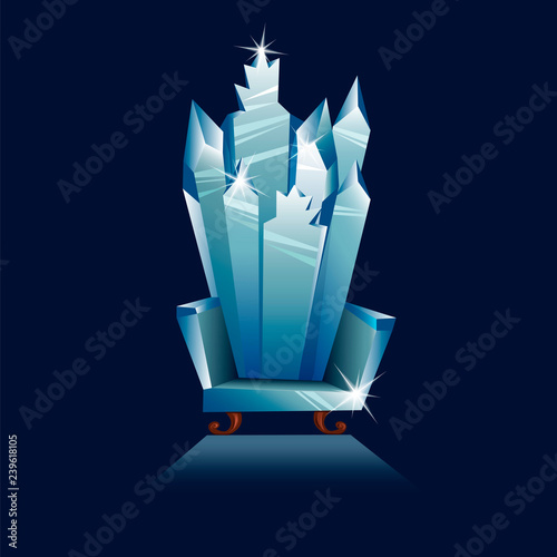 ice is a fantastic throne. crystal chair. vector image