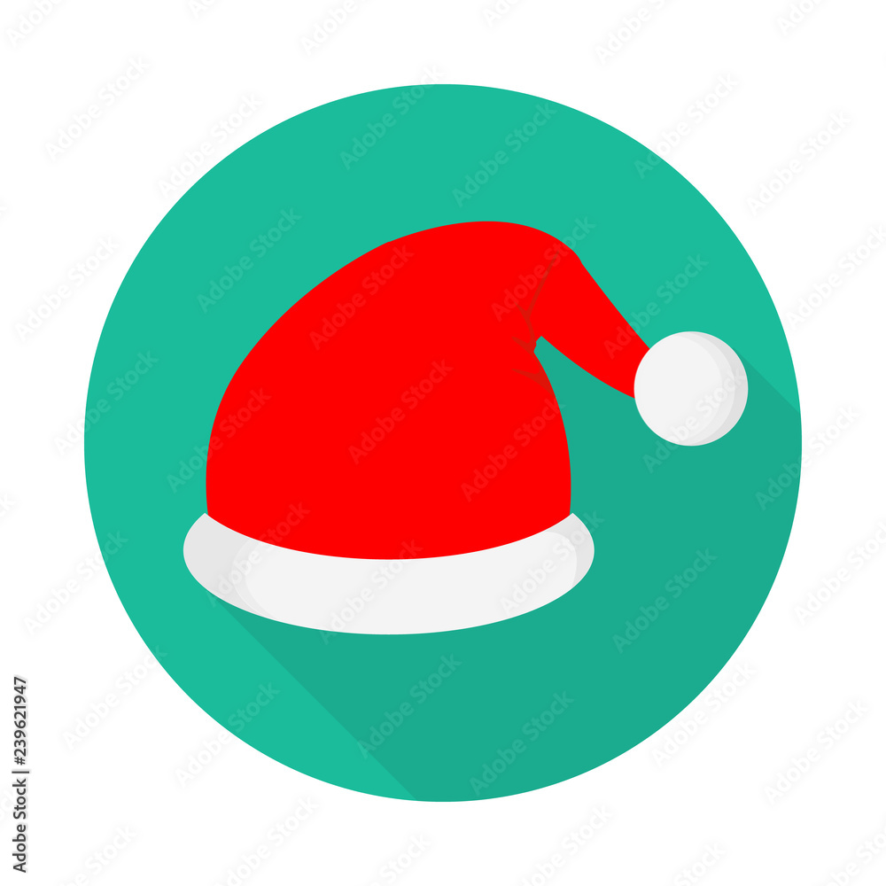santa hat icon in flat style with long shadow,isolated vector illustration on white transparent background. Christmas hat. santa hat icon in flat style with long shadow,isolated vector illustration on white transparent background. Christmas hat.