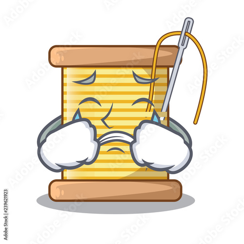 Crying thread bobbin isolated on a mascot