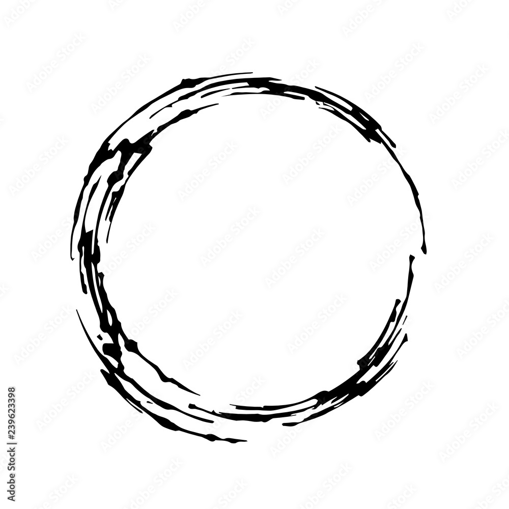 Abstract vector brush painting of black circle isolated on white. Abstract vector brush painting of black circle isolated on white.
