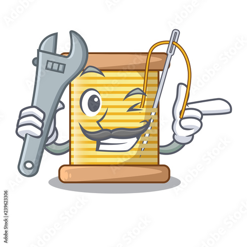 Mechanic thread spool in a shape cartoon