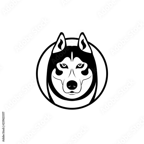 wolf head. vector dog. animal logo. black and white symbol. husky face