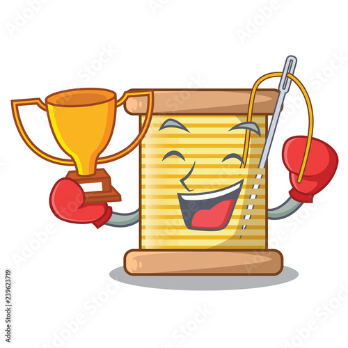 Boxing winner thread spool in a shape cartoon