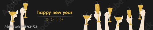 Banner Frohes neues Jahr Anstoßen mit Sekt