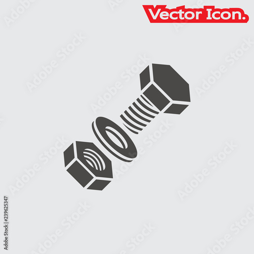 screw-bolt icon isolated sign symbol and flat style for app, web and digital design. Vector illustration.