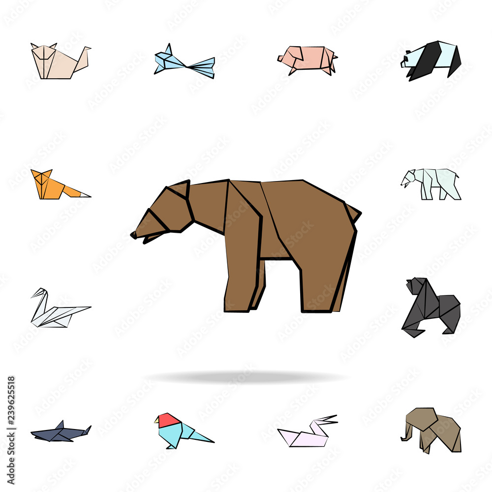 bear colored origami icon. Detailed set of origami animal in hand drawn style icons. Premium graphic design. One of the collection icons for websites, web design, mobile app