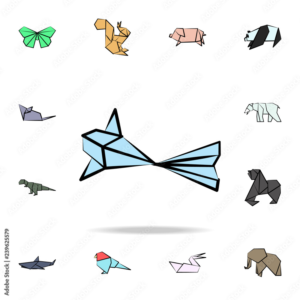 a fish colored origami icon. Detailed set of origami animal in hand drawn style icons. Premium graphic design. One of the collection icons for websites, web design, mobile app