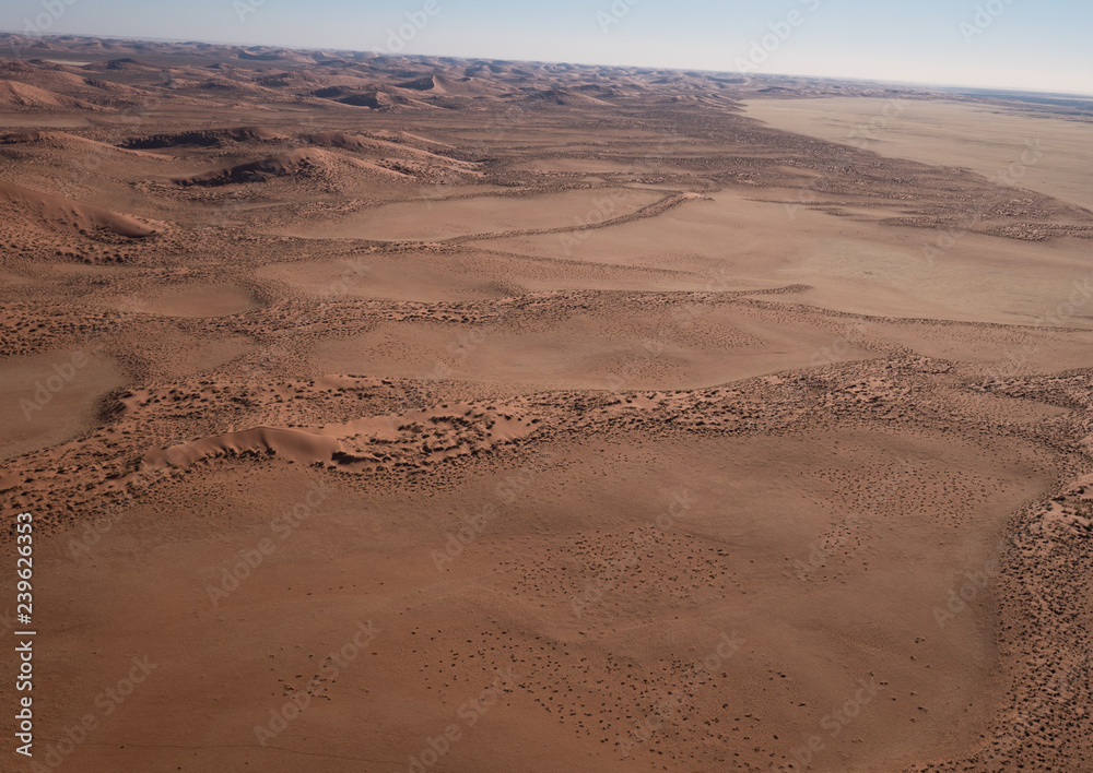 Aerial views over Namib Desert and Swakopmund, Namibia