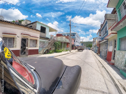 driving an old car in Cuba photo