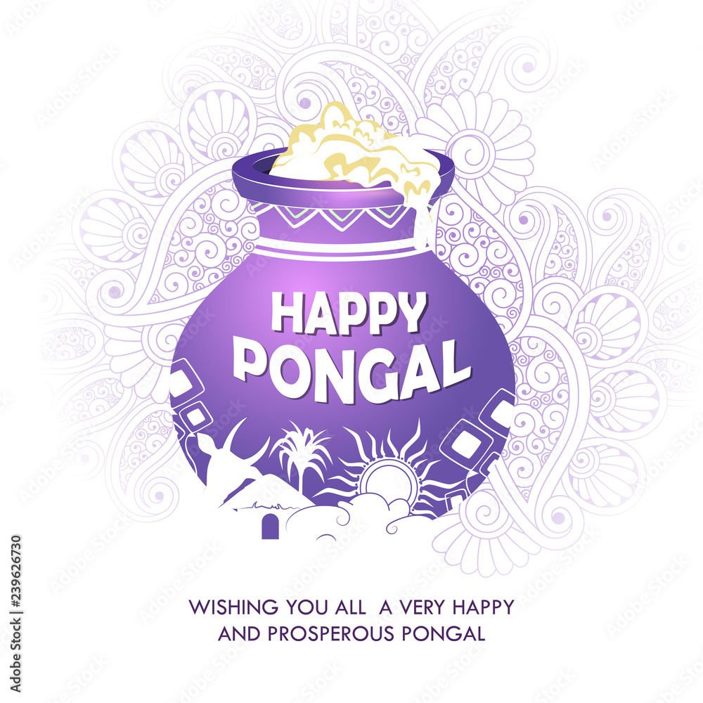 Naklejka premium Happy Pongal festival of Tamil Nadu India background