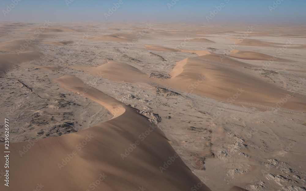 Aerial views over Namib Desert and Swakopmund, Namibia