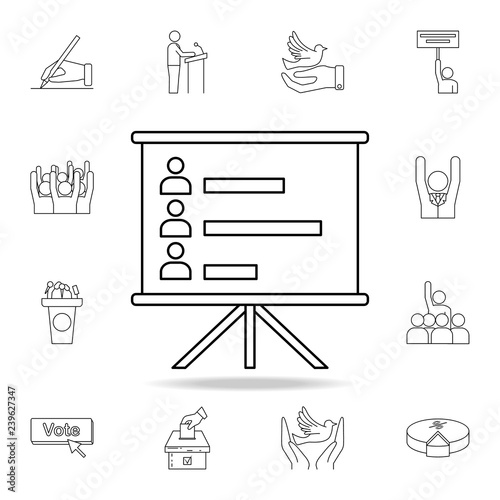 board with voters icon. Detailed outline set of elections element icons. Premium graphic design. One of the collection icons for websites, web design