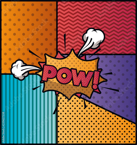 expression bubble with pow pop art style