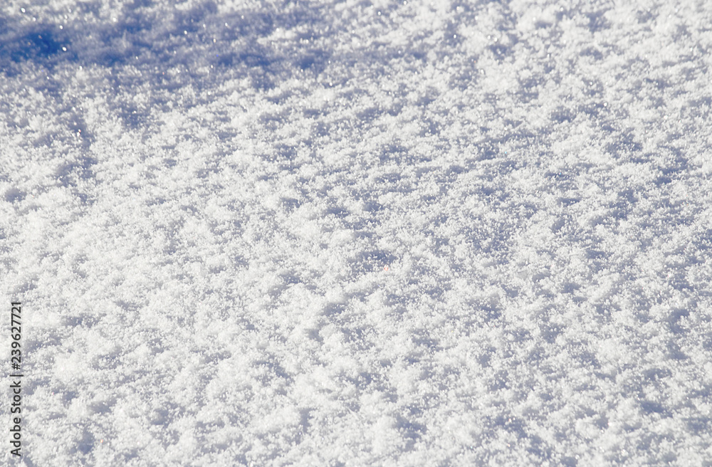 Snow texture, winter background. The concept of Christmas or New Year. Selective focus.