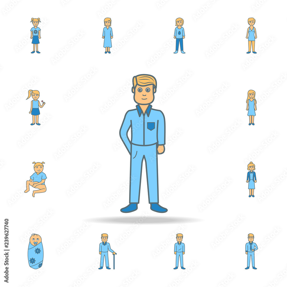 adolescent boyhood color outline icon. One of the collection icons for websites, web design