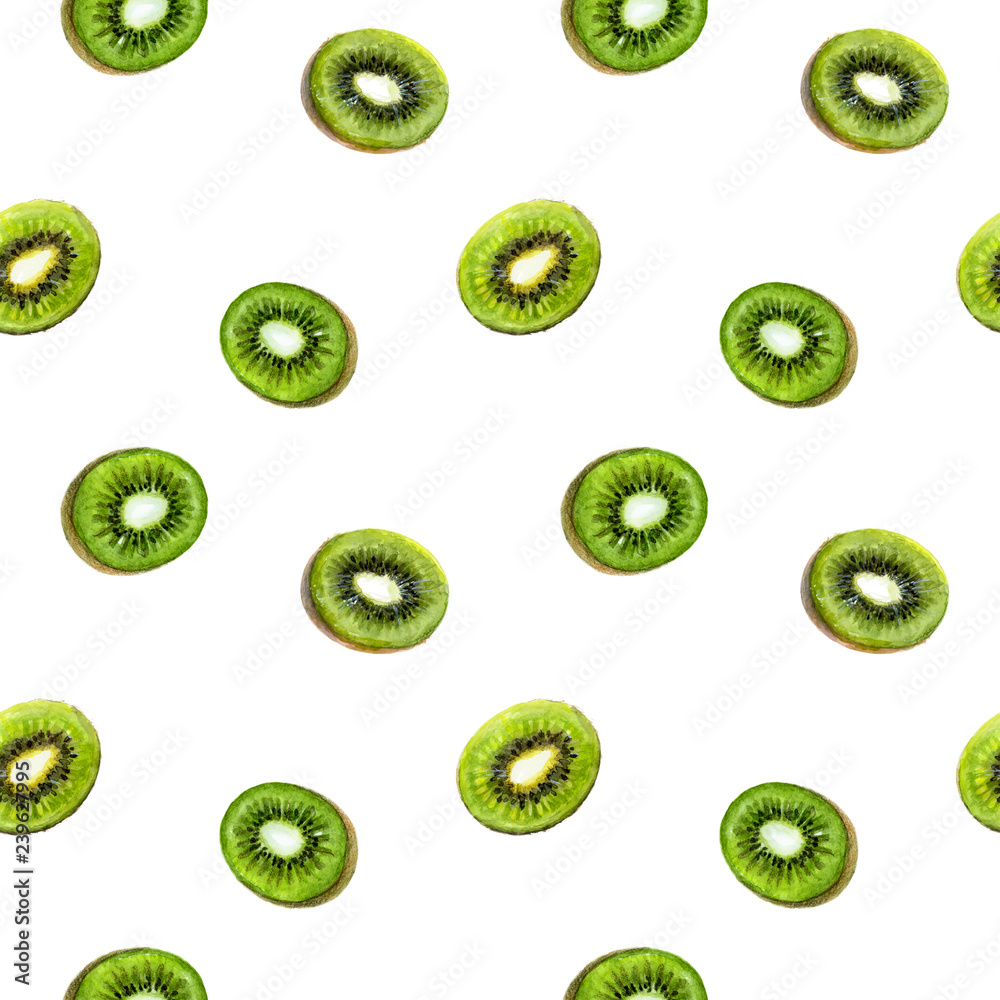 Kiwi exotic fruit seamless pattern. Watercolor illustration Kiwi exotic fruit seamless pattern. Watercolor illustration