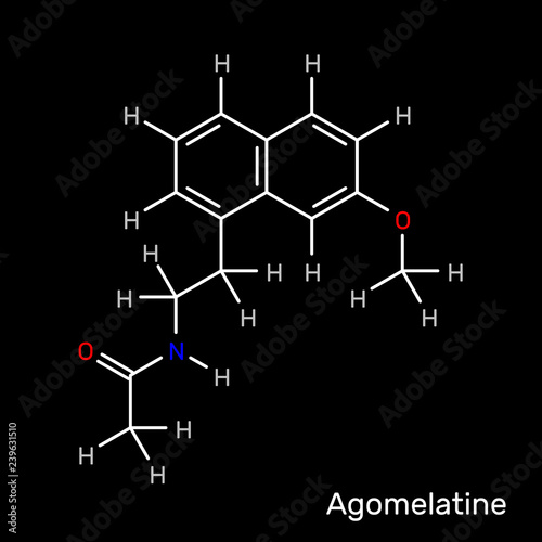 Agomelatine, antidepressant drug structural formula. Vector illustration