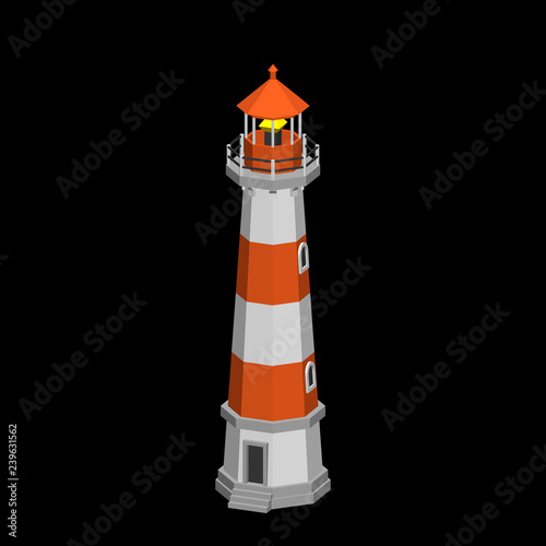 Lighthouse. Isolated on bla...