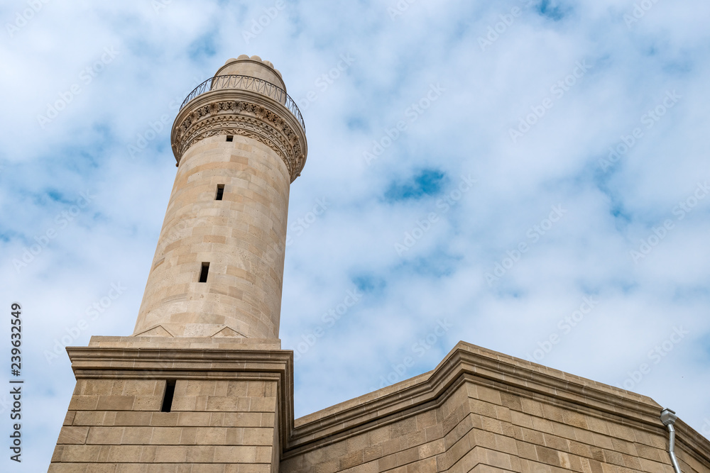 Minaret of the Juma Mosque in Baku city