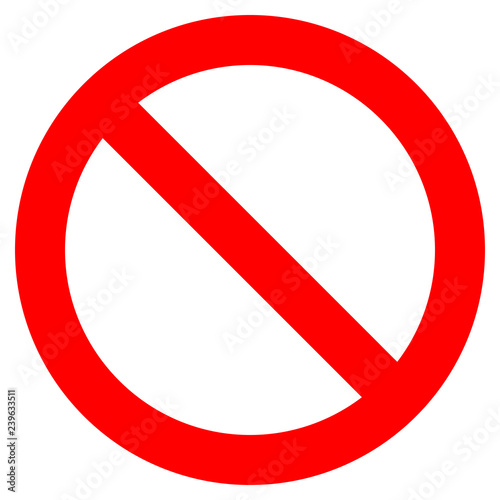No sign - red thick simple, isolated - vector
