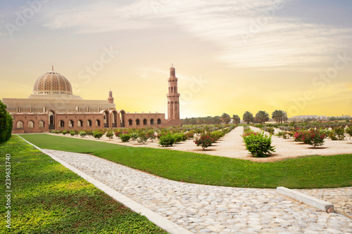 Muscat, Oman, Sultan Qaboos Grand mosque. Sultan Qaboos mosque or Muscat Cathedral mosque is the main operating mosque of Muscat, Oman. photo