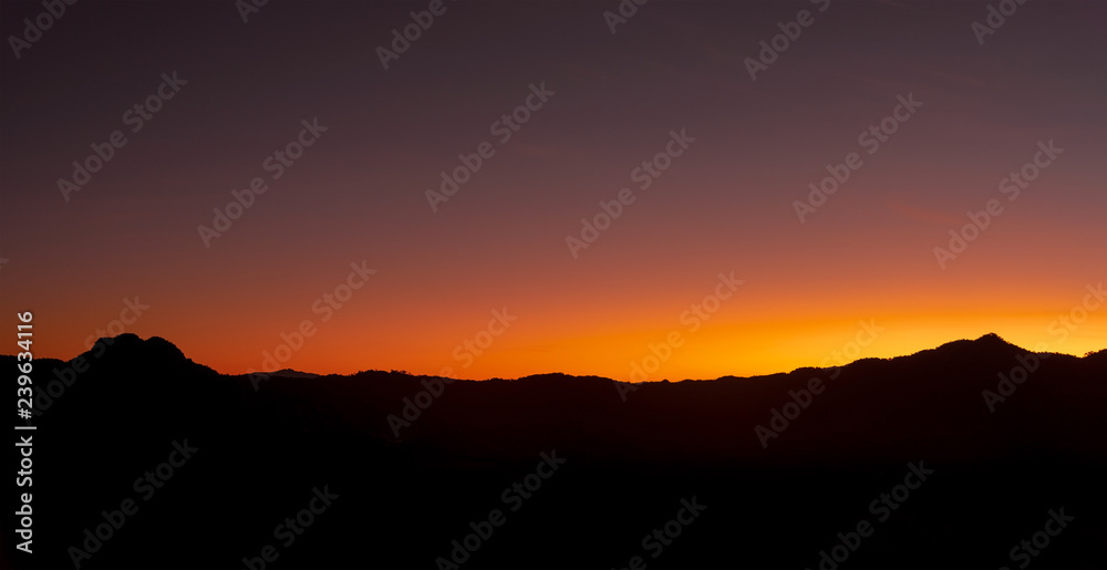 View panorama of Mountain and sky at sunrise in the morning.