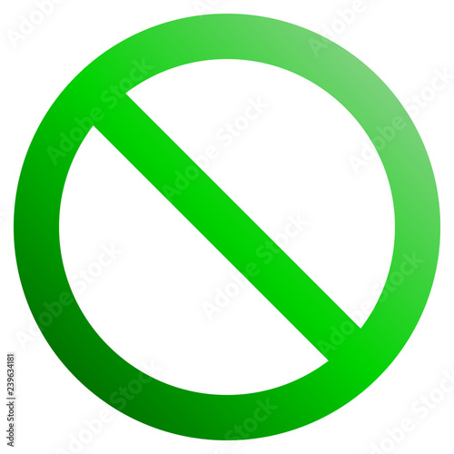 No sign - green thick gradient, isolated - vector