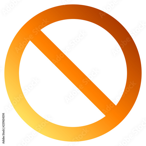 No sign - orange thick gradient, isolated - vector