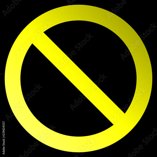 No sign - yellow thick gradient, isolated - vector