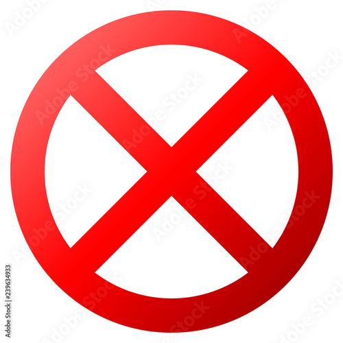 No sign - red thick gradient, isolated - vector