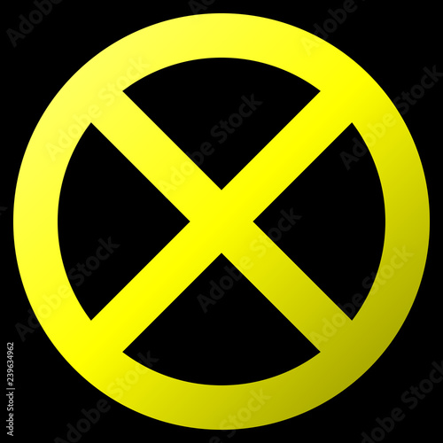 No sign - yellow thick gradient, isolated - vector