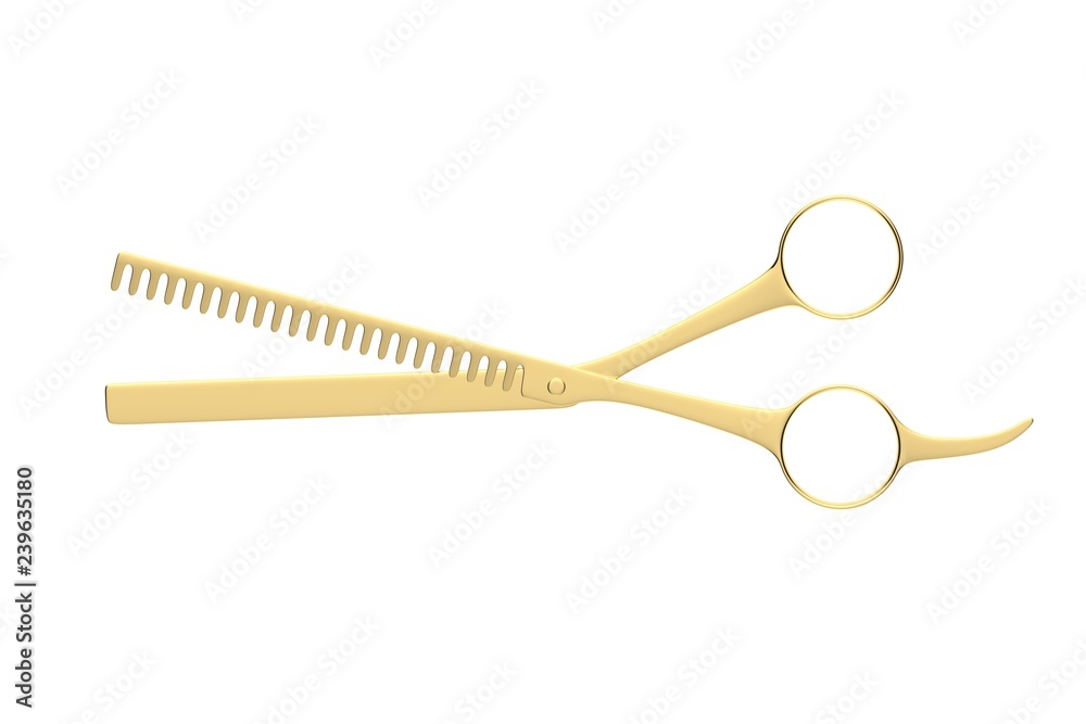 golden scraper scissors isolated on white. 3D illustration golden scraper scissors isolated on white. 3D illustration