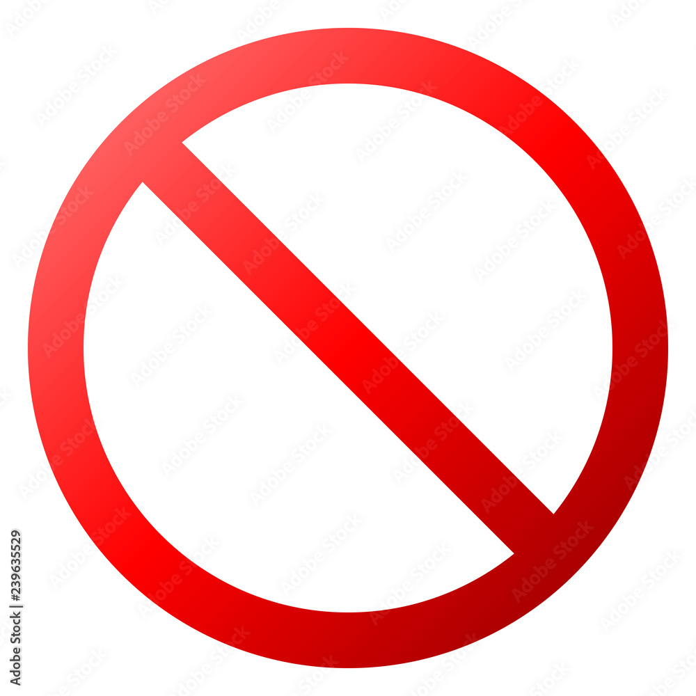No sign - red thin gradient, isolated - vector No sign - red thin gradient, isolated - vector