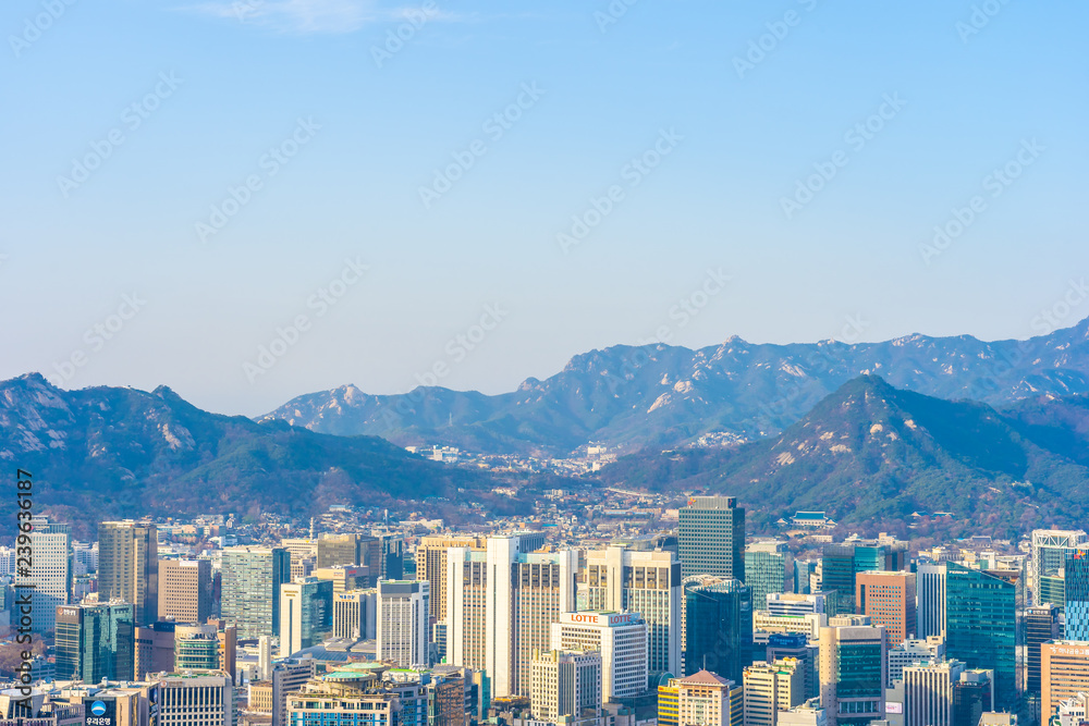 Fototapeta premium Beautiful landscape and cityscape of Seoul city