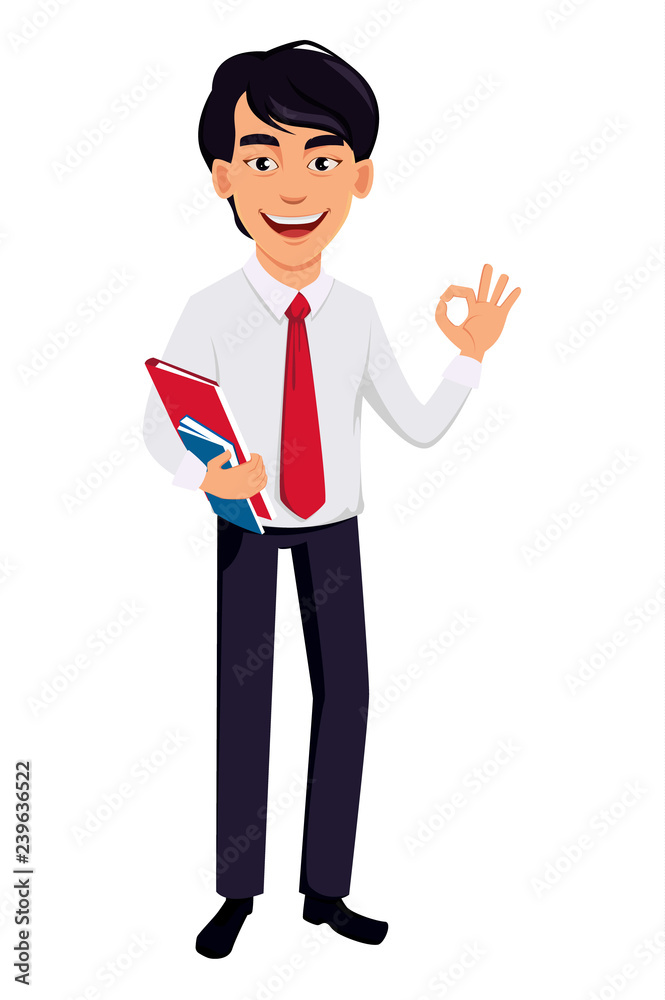 Asian business man, concept of cartoon character Asian business man, concept of cartoon character