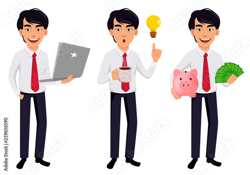 Asian business man, concept of cartoon character