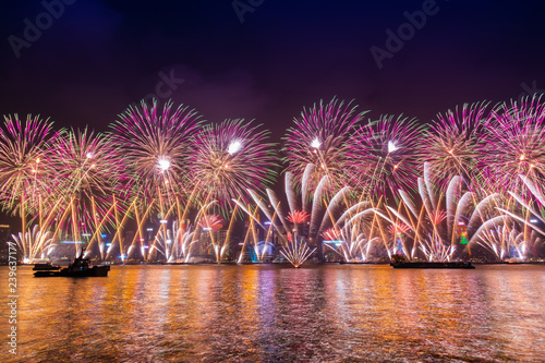 Photography Fireworks celebration in New Year Countdown festival, Hongkong