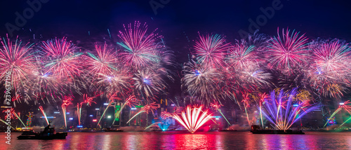 Fireworks celebration in New Year Countdown festival, Hongkong