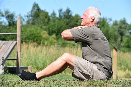 Senior Male Veteran Exercising